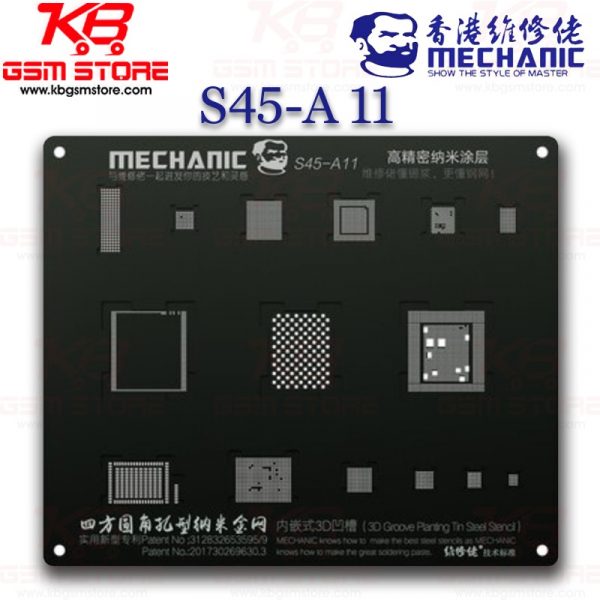 Mechanic 3D Groove Black Stencil for iPhone A11 CPU NAND Baseband IC Chip BGA Reballin