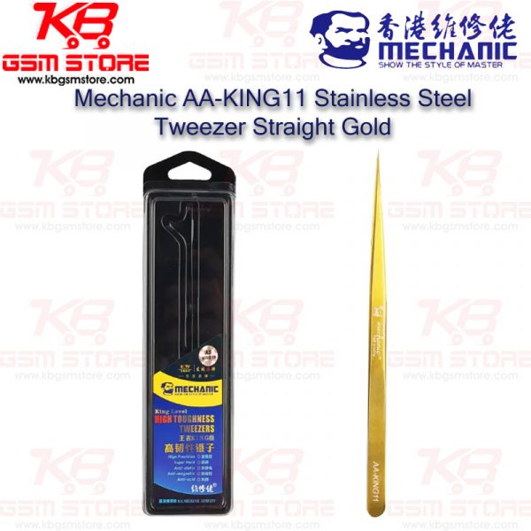 Mechanic AA-KING11 Stainless Steel Tweezer Straight Gold
