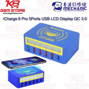 Mechanic iCharge 6 Pro 5Ports USB LCD Display QC 3.0 Wireless Smart Charging