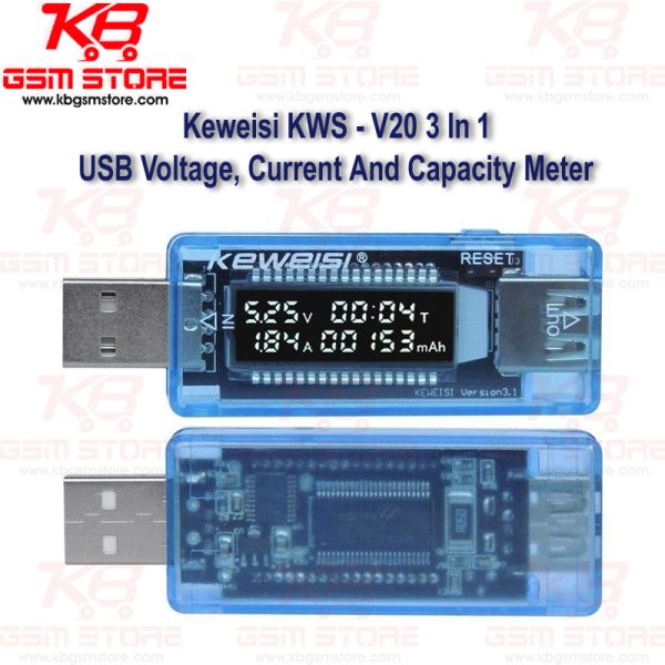 Keweisi KWS - V20 3 In 1 USB Voltage, Current And Capacity Meter