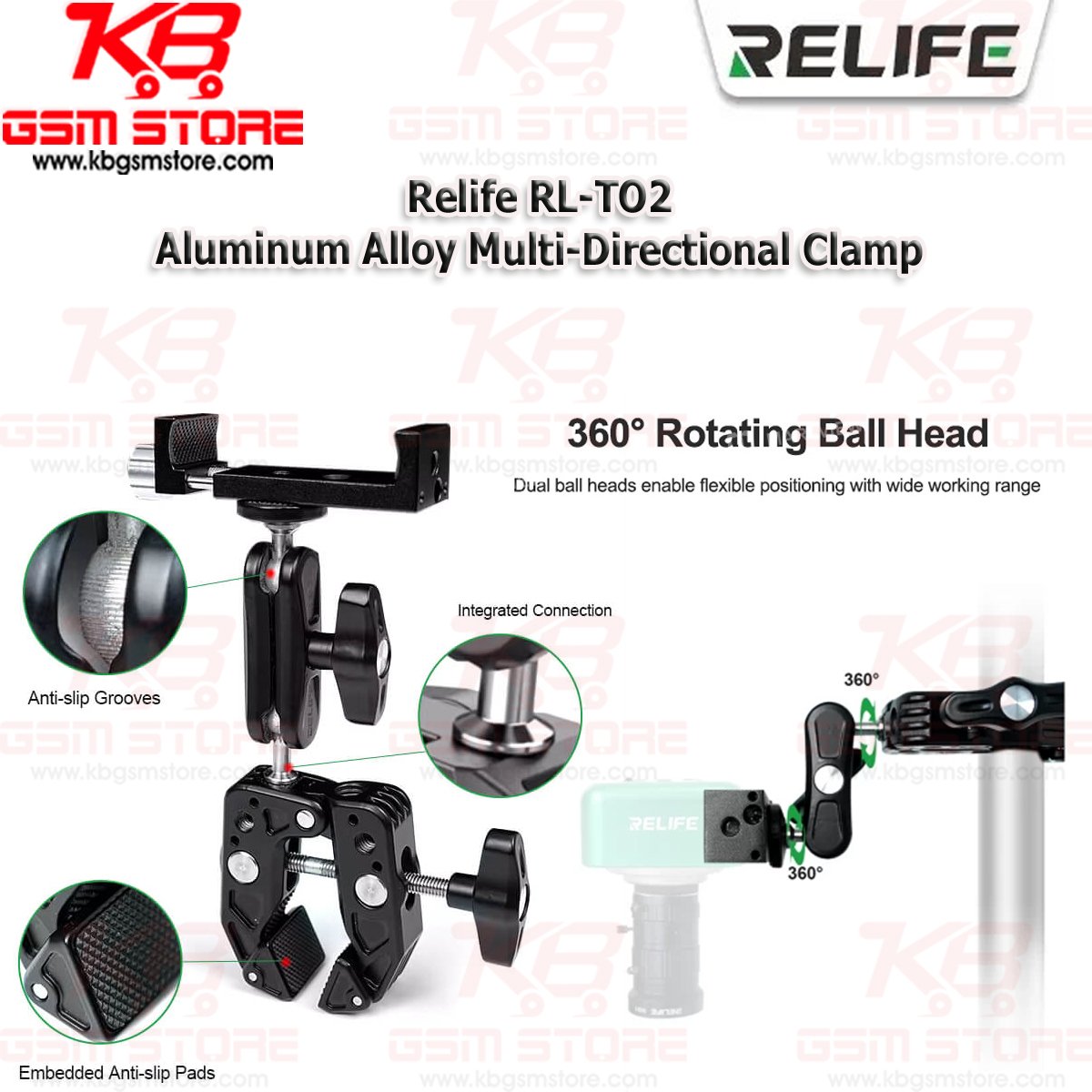 Relife RL-TO2 Aluminum Alloy Multi-Directional Clamp